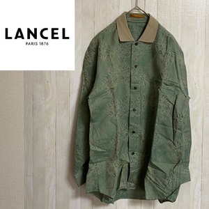 LANCEL★ランセル★メンズ 刺繍 リネンコットン 長袖 シャツ　3-200