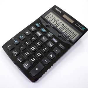 送料無料◆動作品◆カシオ◆電卓 JP-A200 ソーラー 電池 2ウェイパワー CASIO ダブル ブラック 黒 デザイン電卓