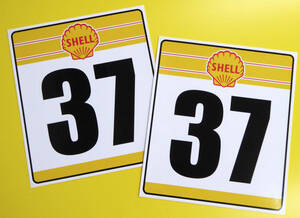 送料無料 SHELL RACE NUMBERS VINTAGE STICKER MINI COOPER シェル ステッカー デカール セット 345mm x 390mm 2枚セット