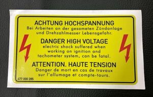porsche 高電圧ラベル 警告ステッカー 924 944 928 968 ポルシェ ステッカー 911 カレラ 718 ボクスター (02
