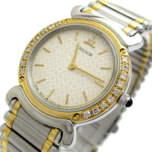 セイコー 時計 クレドール リネアクルバ レディース K18コンビ ダイヤベゼル 5A70-0210 腕時計 保証書 SEIKO クォーツ GKWE040の商品画像