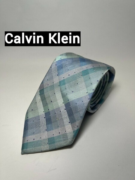 カルバンクライン Calvin Klein CK ネクタイ シルク 絹 ブルー ハイブランド 清潔 レジメンタル 交差 ビジネス 