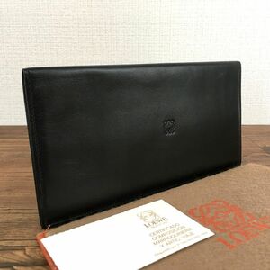 ☆送料無料☆ 極美品 LOEWE 二つ折り札入れ ラムスキン ブラック ロエベ 札入れ 207