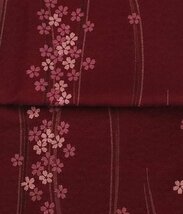 訪問着 袷 正絹 赤紫 桜 藤 Mサイズ ki26444 レディース シルク オールシーズン 入学式 卒業式 結婚式 公式行事 中古美品_画像9