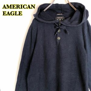 AMERICAN EAGLE American Eagle тянуть over Parker вязаный темно-синий мужской XS размер [AY0377]