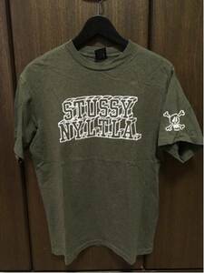 《美品》サイズM stussy ss tee olive made in usa ビンテージ ステューシー スカル