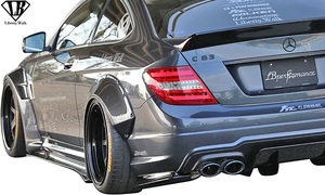 【M's】W204 AMG 後期 C63 (クーペ) Liberty Walk LB-WORKS リヤディフューザー＋サイドスポイラー／／CFRP エアロ リバティーウォーク