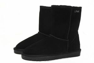  mouton boots lady's boots original leather sheepskin short boots is ikatto leather boots 5825 cow leather . fur entering black W5 22cm