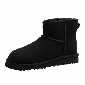  mouton boots lady's original leather sheepskin 1016222 Short water-repellent . is dirty processing stay nga- leather fur high class Black W8 25cm