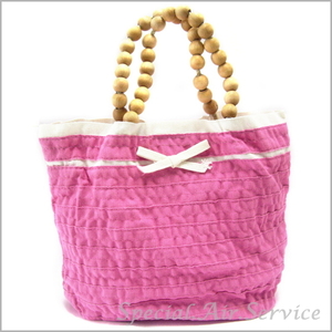 UNICO COLLEZIONE ウニココレツィオーネ FROU SML,ribbon bag ミニトートバッグ ピンク/ホワイト PA/710