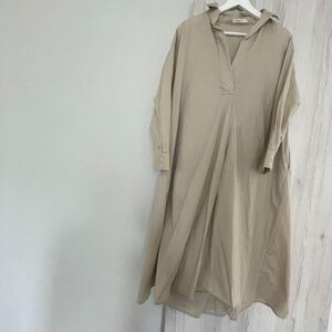 シャツワンピース ベージュ ロングワンピ