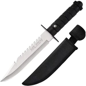 ★新品★シースナイフ キャンプナイフ Wlikn【全長280mm】ケース付き サバイバル ナイフ 薪割り アウトドア用品 釣り 銀