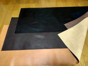 牛革 クラフト用レザー 3色セット / 100cm x 40cm(40デシ) × 3枚