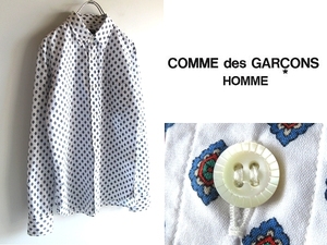 ネコポス対応 COMME des GARCONS HOMME コムデギャルソンオム 2012AW 製品洗い 小紋柄 総柄 ペイズリーシャツ M 白 ホワイト PLUS SHIRT