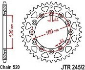 再入荷 JTR245/2.42 リヤスプロケット Honda Road XLR200MD39Japan92 CB250 FM,FN2,FPMC23Japan NS250 FEMC11Japan 　等