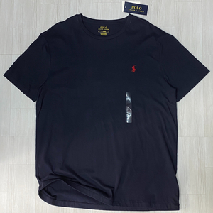 USA正規品 【XL】 POLO ポロ RALPH LAUREN ラルフローレン 半袖 クルーネック Tシャツ ワンポイント ポニー刺繍 (RL8) 綿100％ 紺 インク