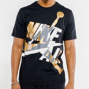 USA正規品 【M】 NIKE ナイキ AIR JORDAN エア ジョーダン 半袖 Tシャツ BLAST ビッグロゴ JUMPMAN ジャンプマン 黒 ゴールド NBA