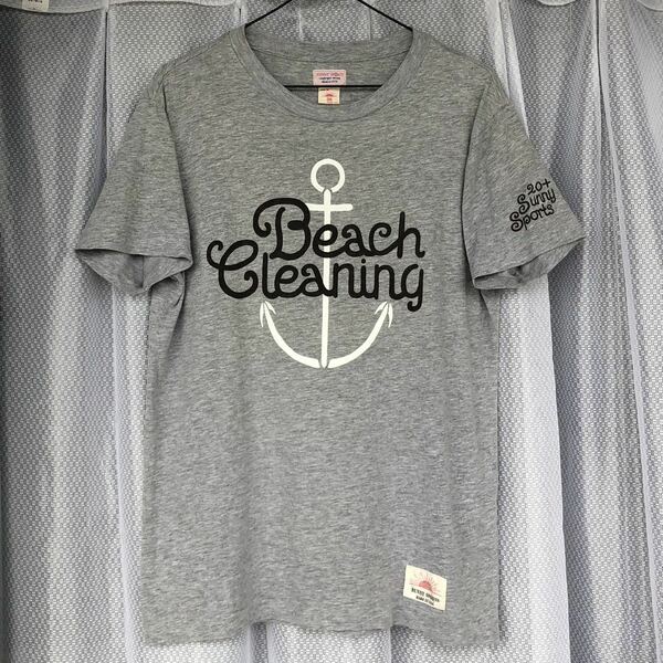 made in USA★SUNNY SPORTS / 半袖プリント Tシャツ S GRAY★Beach Cleaning/サニースポーツ コットン カットソー アンカー/アメリカ製