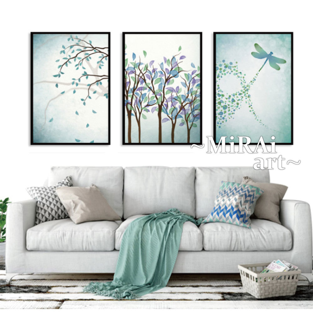 MiRAi 3 Piece Set Art Panel Painting Art Interior Wall Hanging Poster Feng Shui Art Art Board Canvas Art 4, artwork, painting, others