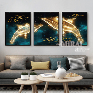 Art hand Auction Set of 3 Art Panel Painting Art Interior Wall Hanging Poster Feng Shui Art Art Board Canvas Art with Clasp 16, artwork, painting, others