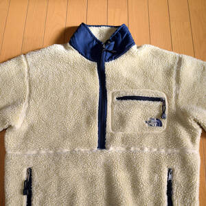 USA製 90s ノースフェイス フリース ボアジャケット ハーフジップ 刺繍ロゴ プルオーバー ヴィンテージ オーバーサイズ トレーナー古着