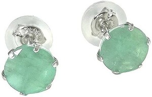  platinum emerald earrings natural emerald 0.8 carat stud type [ gift wrapping ending ]/ free shipping /5 month birthstone emerald 