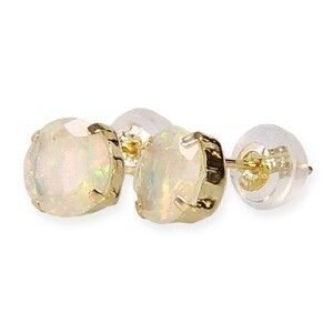  opal earrings K18G volume stud /10 month birthstone tourmaline * opal 