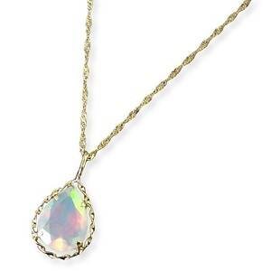 18 gold white opal pair Shape cut one bead pendant / free shipping /10 month birthstone opal 