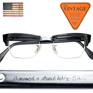 極美品デッドストック 1950's B&L USA ヴィンテージ メガネ 46-20 ボシュロム K12金張 ウッド ホワイト ゴールド ブロー アメリカ製 719