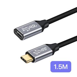 USB-C 延長ケーブル 10Gbps 100WPD対応 オス変換延長 1.5M
