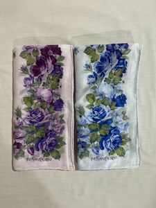 【正規品】YVES SAINT LAURENT / イヴ・サンローラン ハンカチ　未使用品　2点　花柄　 #bt-7119