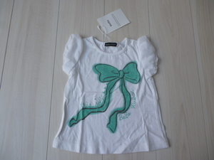 [ new goods ]bebe Bebe. puff sleeve chiffon T-shirt white ribbon *80cm*