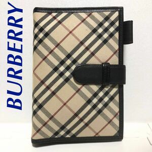 美品 BURBERRY バーバリー ノバチェック ベージュ バインダーミニ手帳 閉じ穴６個 ６穴式 手帳カバー システム手帳