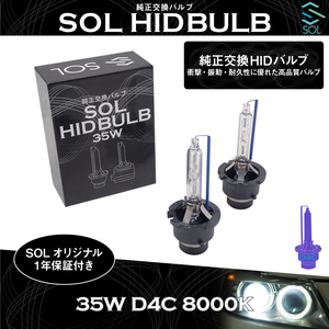 ダイハツ リーザ タント ブーン MOVE ムーヴ ソニカ SOLオリジナル 純正交換用 ヘッドライト HID D4S対応 D4Cバルブ 35W 8000K 1年保証付