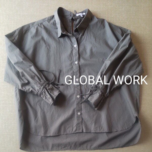 GLOBAL WORK 長袖シャツ モスグリーン