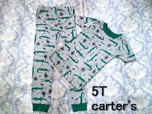 新品 120 5才◇Ｃarter's カーターズ パジャマ ワニ 半袖 Tシャツ 長ズボン 上下セット 5T 108-114cm 19.3-22㎏ 未使用 ブランド セット_画像1