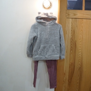  gray [ new goods unused ]130~135. ear attaching mo Como ko Parker pants 2 point set 