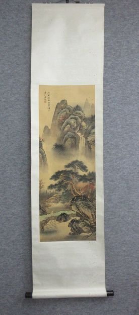 [Reproducción] 28842 [Texto] Pergamino colgante Paisaje China Principios de otoño Paisaje Paisaje de seda Tokonoma Decoración Antigüedades Arte antiguo, Cuadro, pintura japonesa, Paisaje, viento y luna