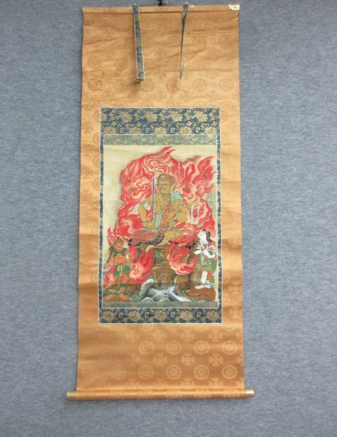 【模写】掛軸 不動明王 [B29573] 紙本 仏教 大日大聖 床の間 飾り 古玩 古美術, 絵画, 日本画, 人物, 菩薩