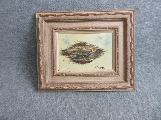 Аутентичная картина маслом Ёсиаки Танака Рыба [B30532] Высота 33 см Ширина 40 см Картина Маслом, рисование, картина маслом, рисунок животного
