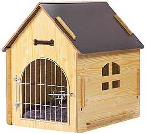犬ハウス 木目調 犬小屋 ペットハウス 猫ハウス 猫ベッド 室内用 ペットベッド 窓あり 寝床 組み立て簡単 小型犬 ネコ用
