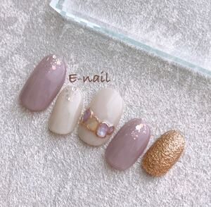 ラベンダー × シェル ネイルチップ ジュエリーネイル