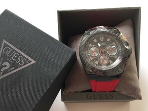 ■　新品 GUESS ゲス メンズ 腕時計 W1049G6 レガシーレッドラバー ブラックダイヤル　★