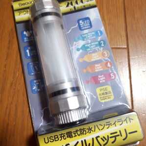 ◆送料無料◆耐衝撃 防水・防塵(IP68準拠) LED付 モバイルバッテリー 2600mAh カラビナ付ハンディライト 5段階調光モード FBT-POLED26SV