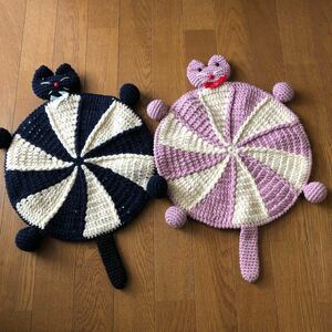 ハンドメイド　猫　編み物
