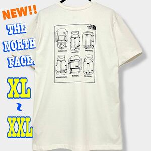 アウトドア派 ノースフェイス Tシャツ 薄めベージュ XL ~ XXL メンズ 日本未発売 USバックパック 白 バックプリント 2XL LL クライミング