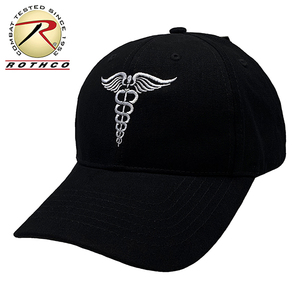 ROTHCO 新品 ベースボールキャップ ( CADUCEUS 黒/白 ) 米軍 プロファイルキャップ 目深 深め CAP 帽子 フリーサイズ メンズ レディース