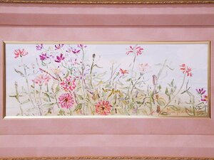 Art hand Auction ♯◎¡Precioso y raro! Manuscrito Joanne Isaac zinnia cosmos♯6 Acuarela Paisaje Pintura Enmarcada Firmada por la artista Joanne Isaac Cosmos Flor Popular Grabador, cuadro, acuarela, Naturaleza, Pintura de paisaje