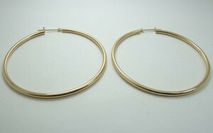  popular [ new goods ]18 gold /k18/ yellow gold / hoop earrings /2mm×50mm