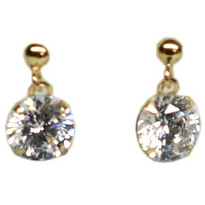 [ new goods ]10 gold /k10/yg/ open diamond / Cubic Zirconia swaying earrings yellow gold 